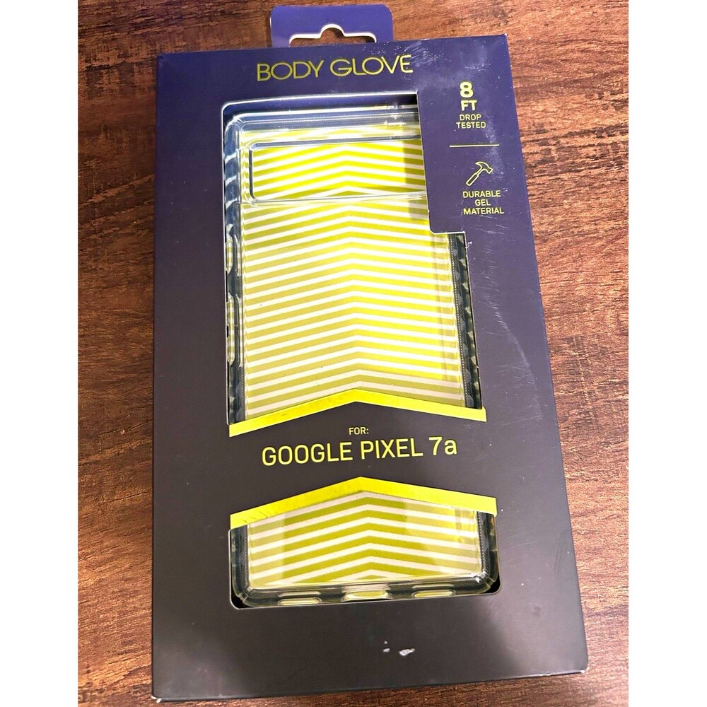 Body Glove Slim Gel Back Case Clear/Gold for Google Pixel 7a Drop Protection